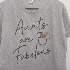 Disney “Aunts Are Fabulous” Gray Graphic Tee Casual Size M Minnie Mouse Leopard